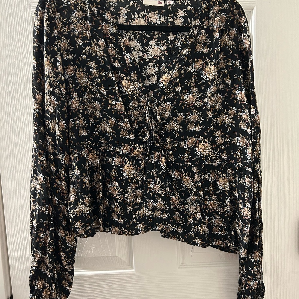 SO Black Floral Blouse